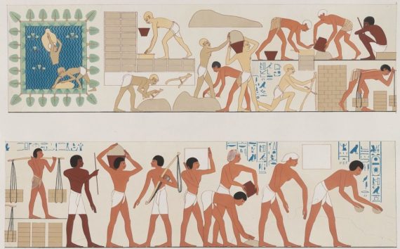 Semitic and Nubian slaves making bricks in Egypt